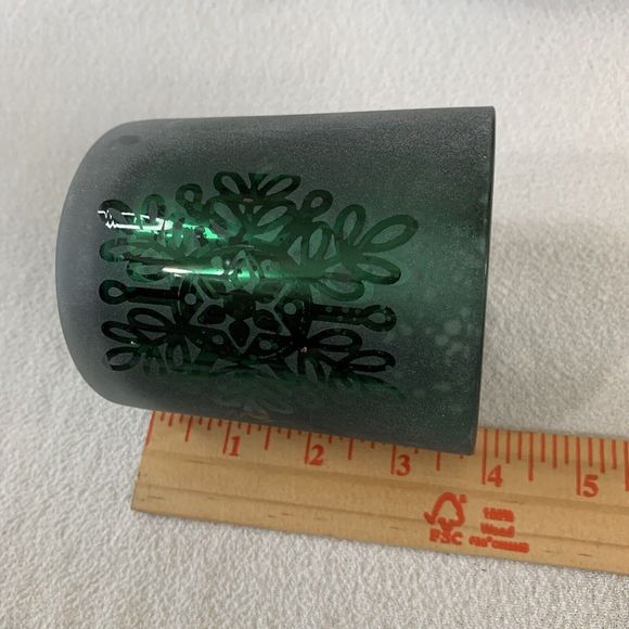 3 Glass Candle Holder Votive Tealight Christmas Holiday Snowflake Green Silver - Picture 9 of 16